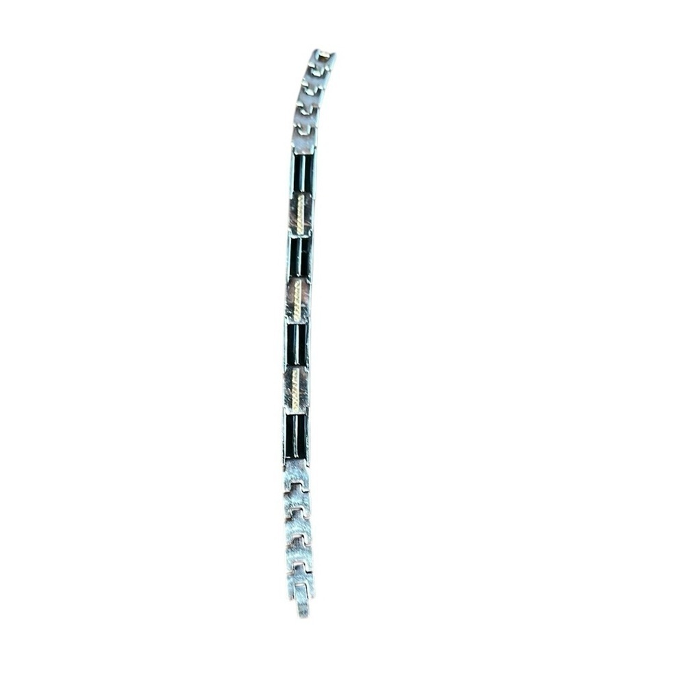 Elegant Stainless Steel and 14k Gold accents Black Men’s Bracelet - Picture 7 of 7